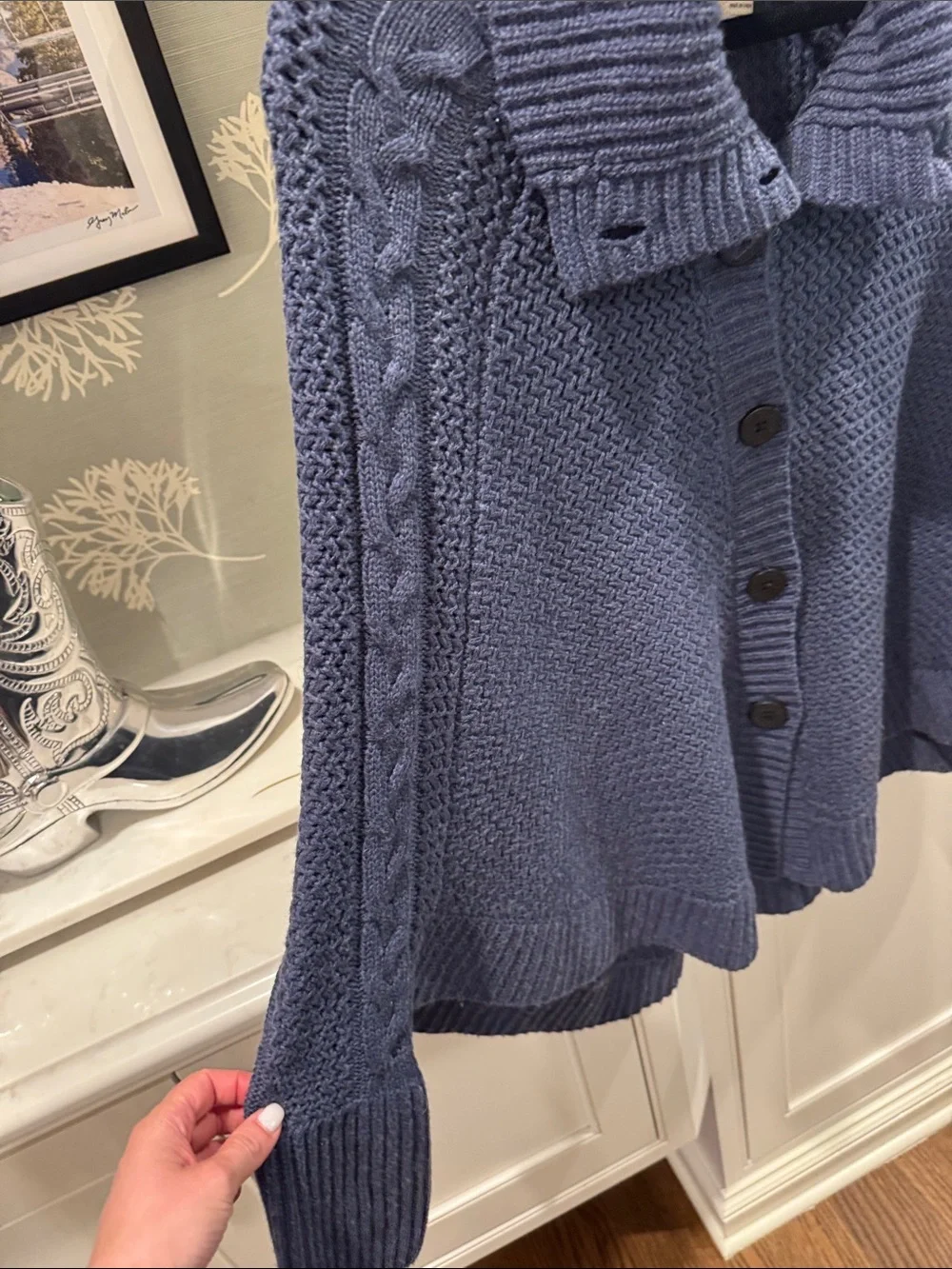 UGG Women's Periwinkle Cable-Knit Button Cardigan - Picture 3 of 5